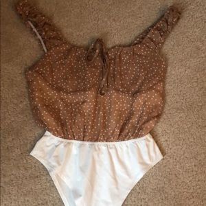 NastyGal mini heart print ruffled bodysuit